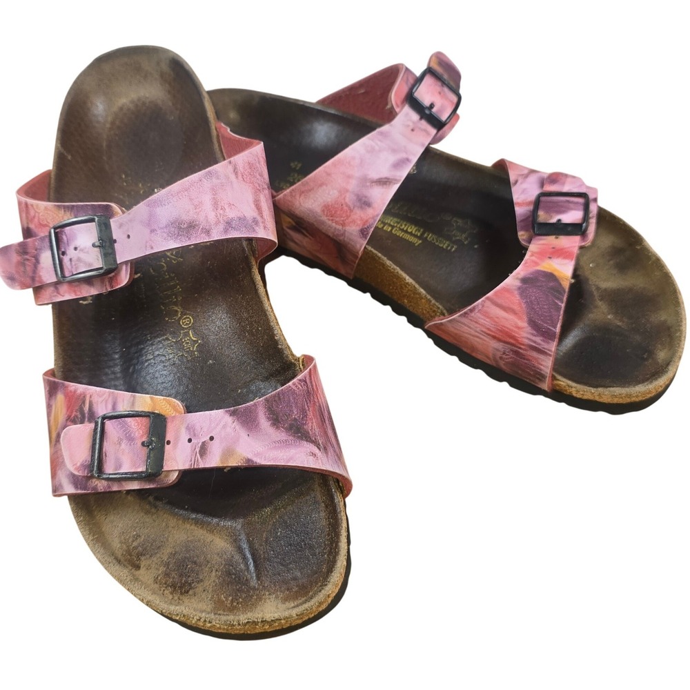 Papillio Birkenstock Sydney Pink Batik Double-Buckle Slide Sandal Pink Size 41